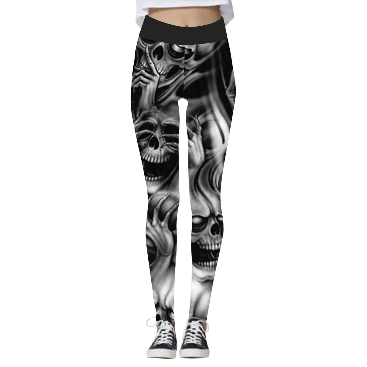 Clara Whitlock | Skull & Pumpkin Print Halloween Leggings