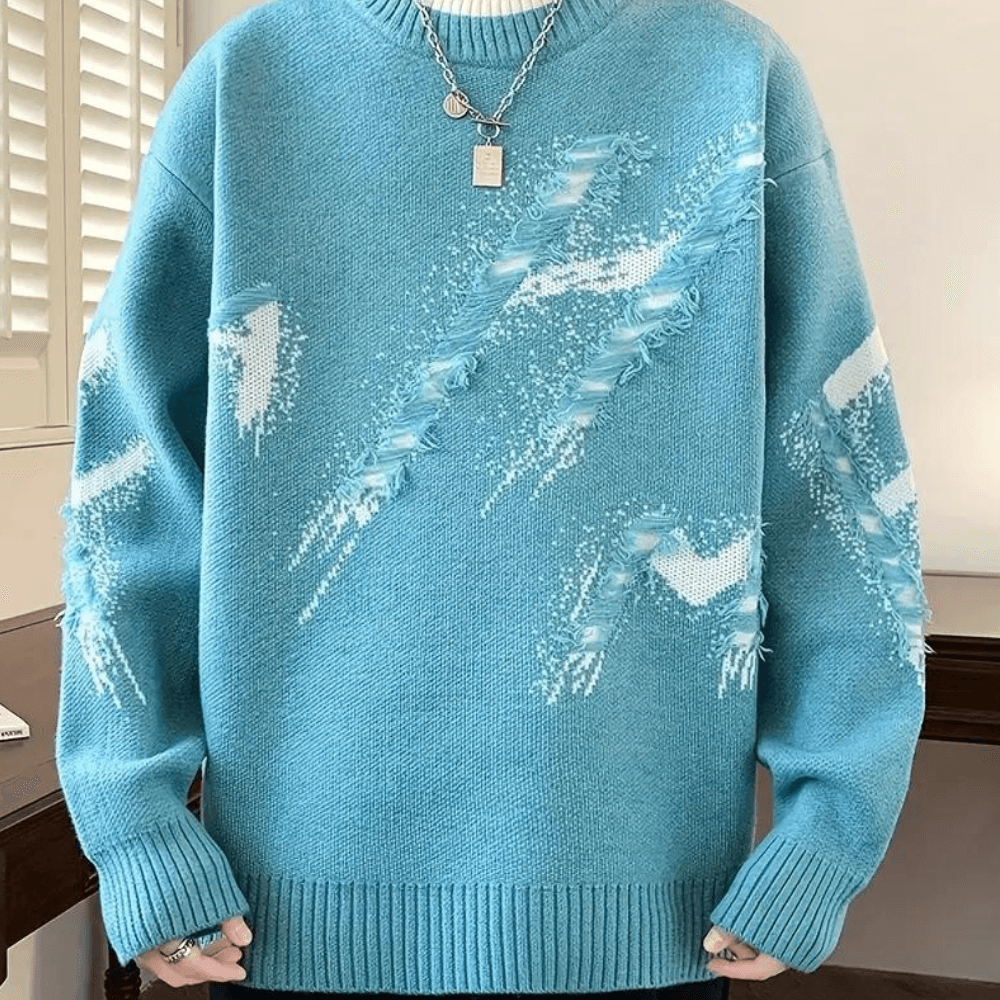 Nathaniel Sinclair | Distressed Knit Crew Neck Sweater For Men