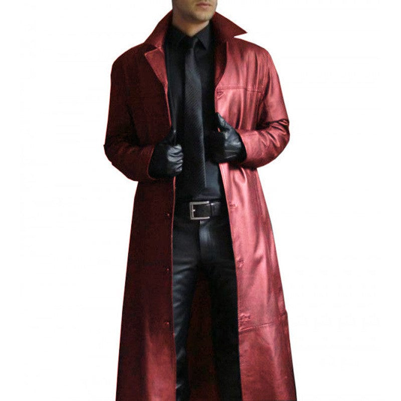 Hugo Radley | Slim Fit Long Leather Trench Coat