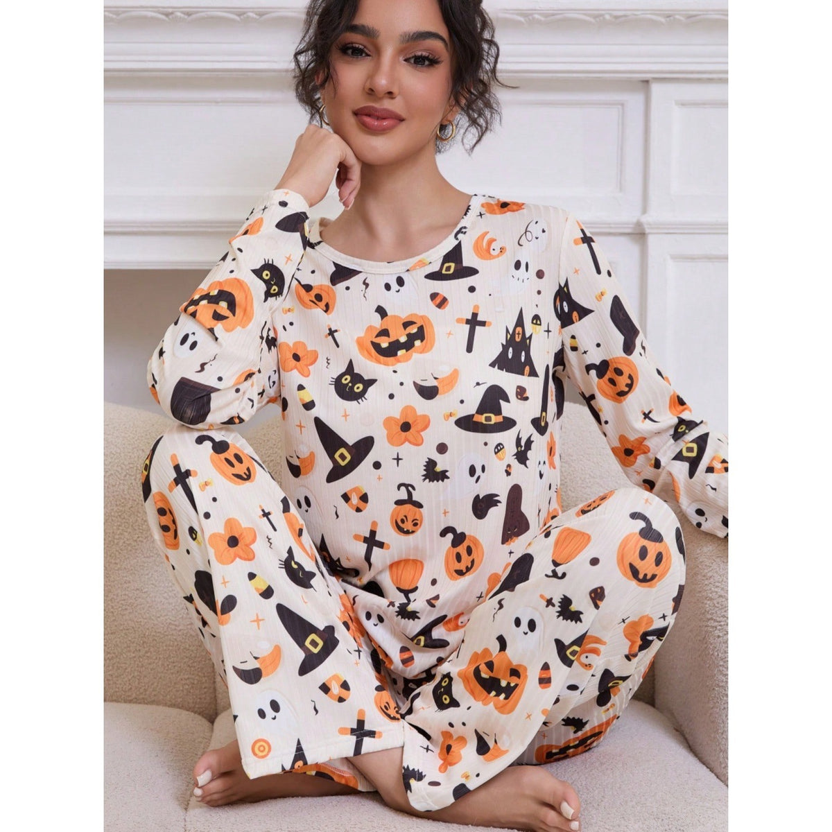 Bridget Coombes | Pumpkin Print Halloween Pyjama Set