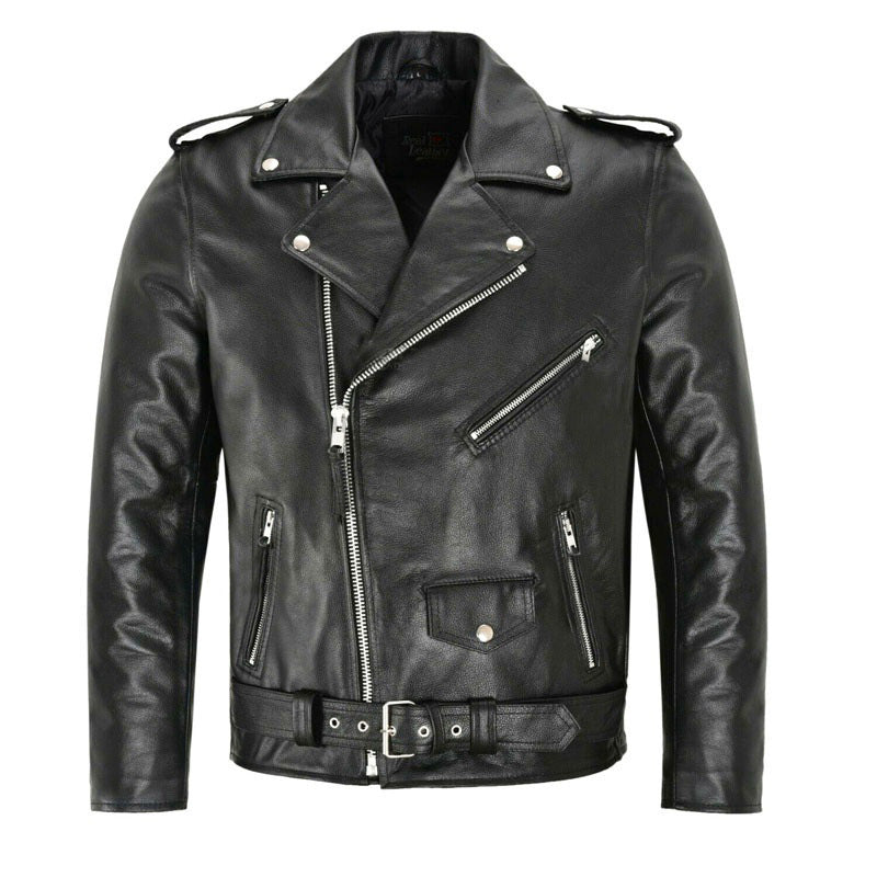 Miles Sutton | Black Leather Biker Jacket for Men