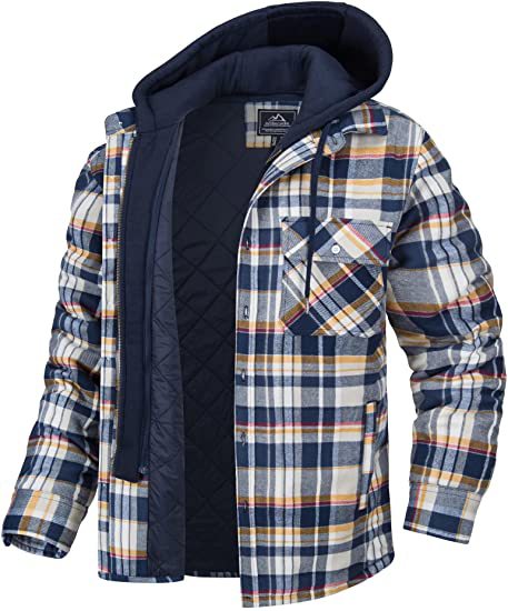 Freddie Mallory | Quilted Plaid Hooded Mens Jacket