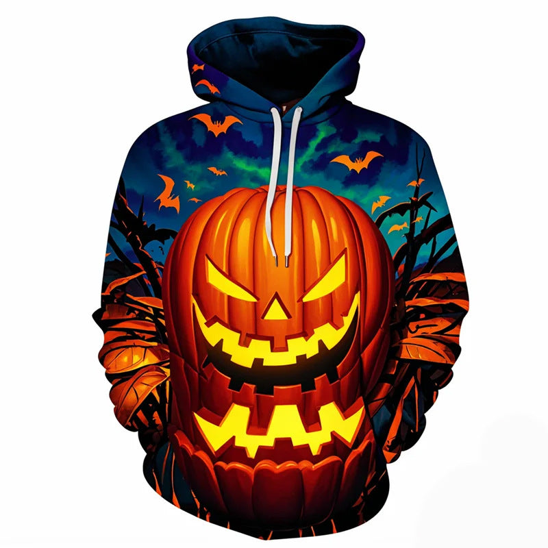 Malcolm Ferris | Glow-Print Pumpkin Hoodie For Men