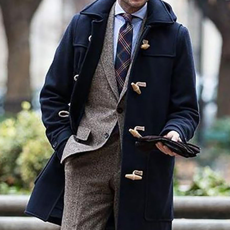 Edmund Hartley | Navy Wool-Blend Duffle Coat with Hood