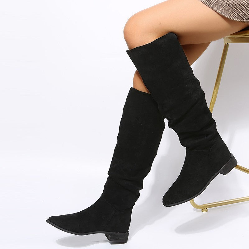 Matilda Sorrell | Suede Over-the-Knee Slouchy Flat Boots