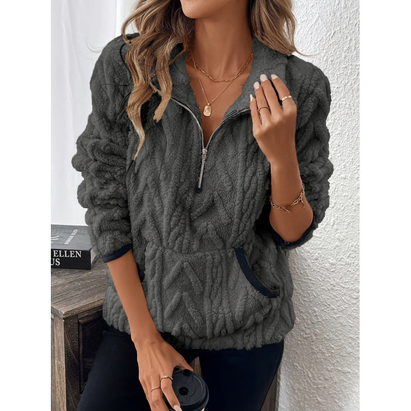 Cecily Morris | Fluffy Quarter-Zip Sherpa Sweater