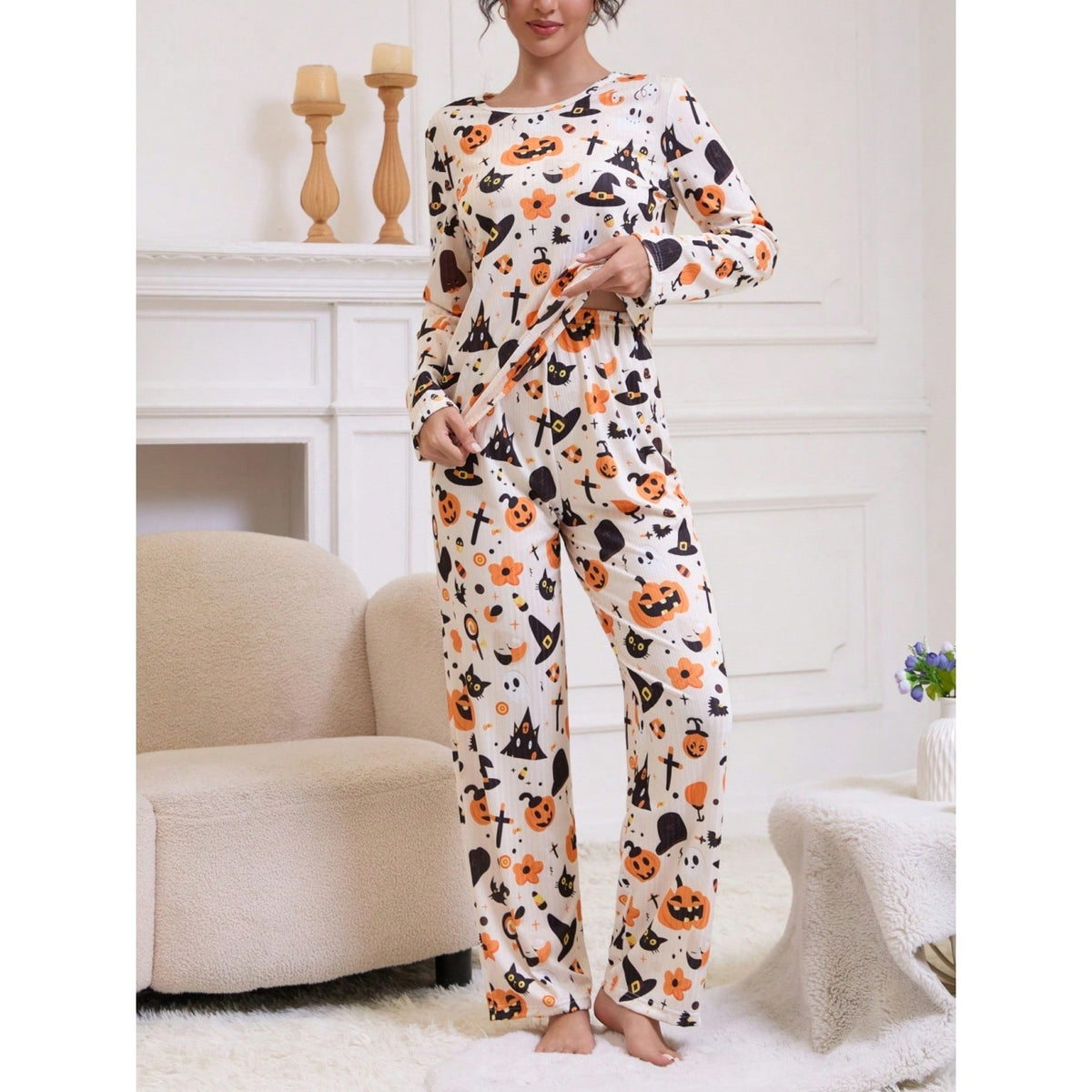 Bridget Coombes | Pumpkin Print Halloween Pyjama Set