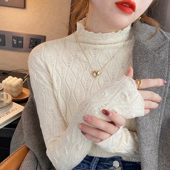 Tabitha Wright | Cream Ribbed Knit Turtleneck Jumper