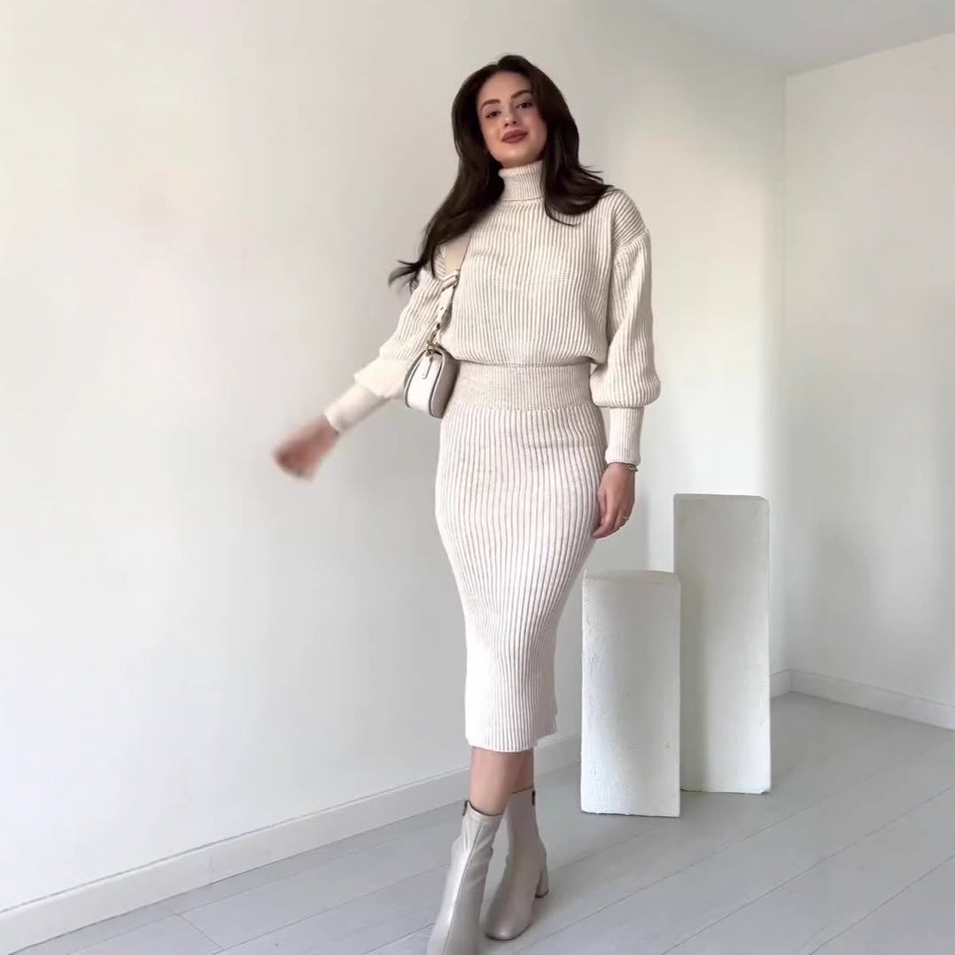 Imogen Walker | Ribbed Knit Turtleneck Skirt Set