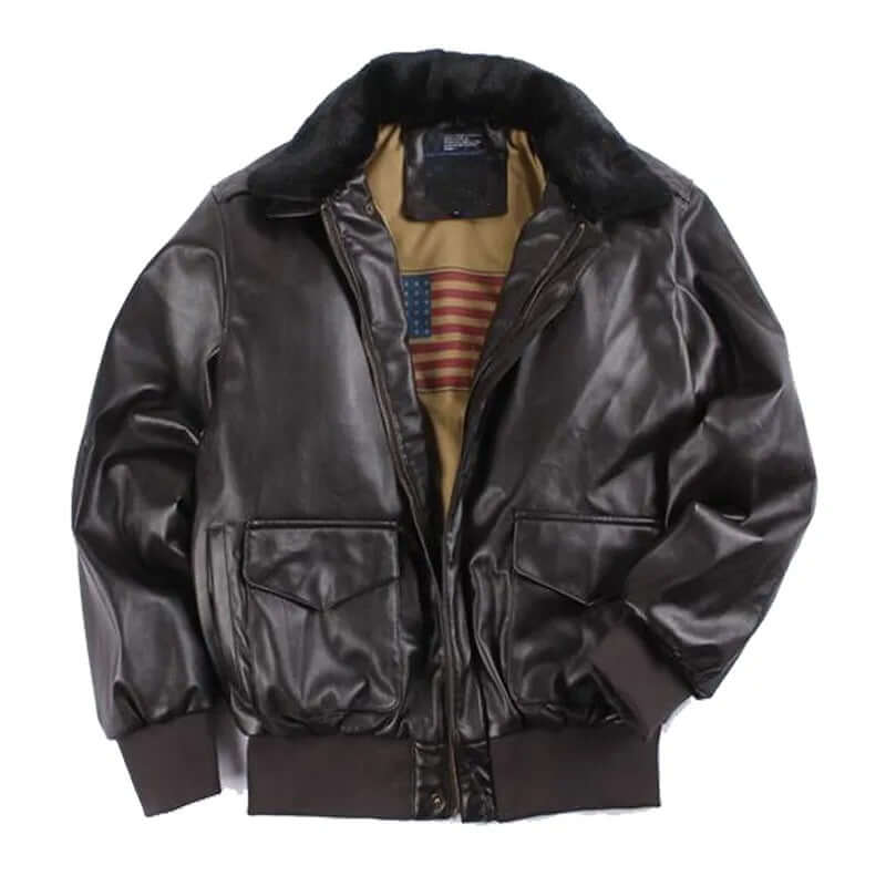 Arthur Winslow | Brown Leather Jacket with Shearling Collar