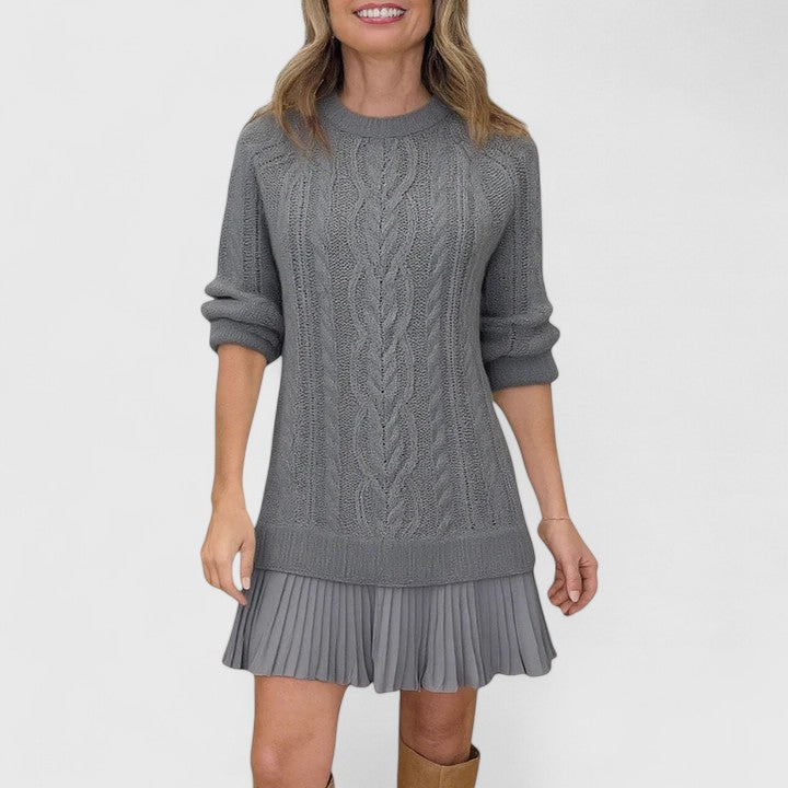 Marnie Ashford | Cable Knit Sweater Dress With Pleated Hem