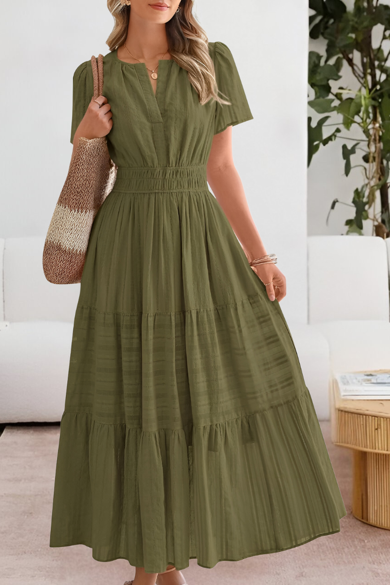 Freya Dunmore | Cotton Tiered Maxi Dress With Flutter Sleeves