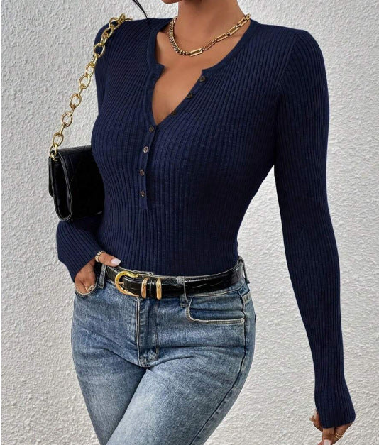 Phoebe Wilson | Front-Button Ribbed Knit Top