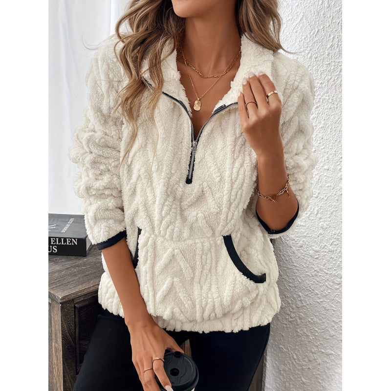 Cecily Morris | Fluffy Quarter-Zip Sherpa Sweater