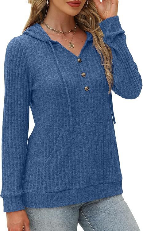 Priscilla Hawthorne | Ribbed Knit Button-Up Hoodie Sweater