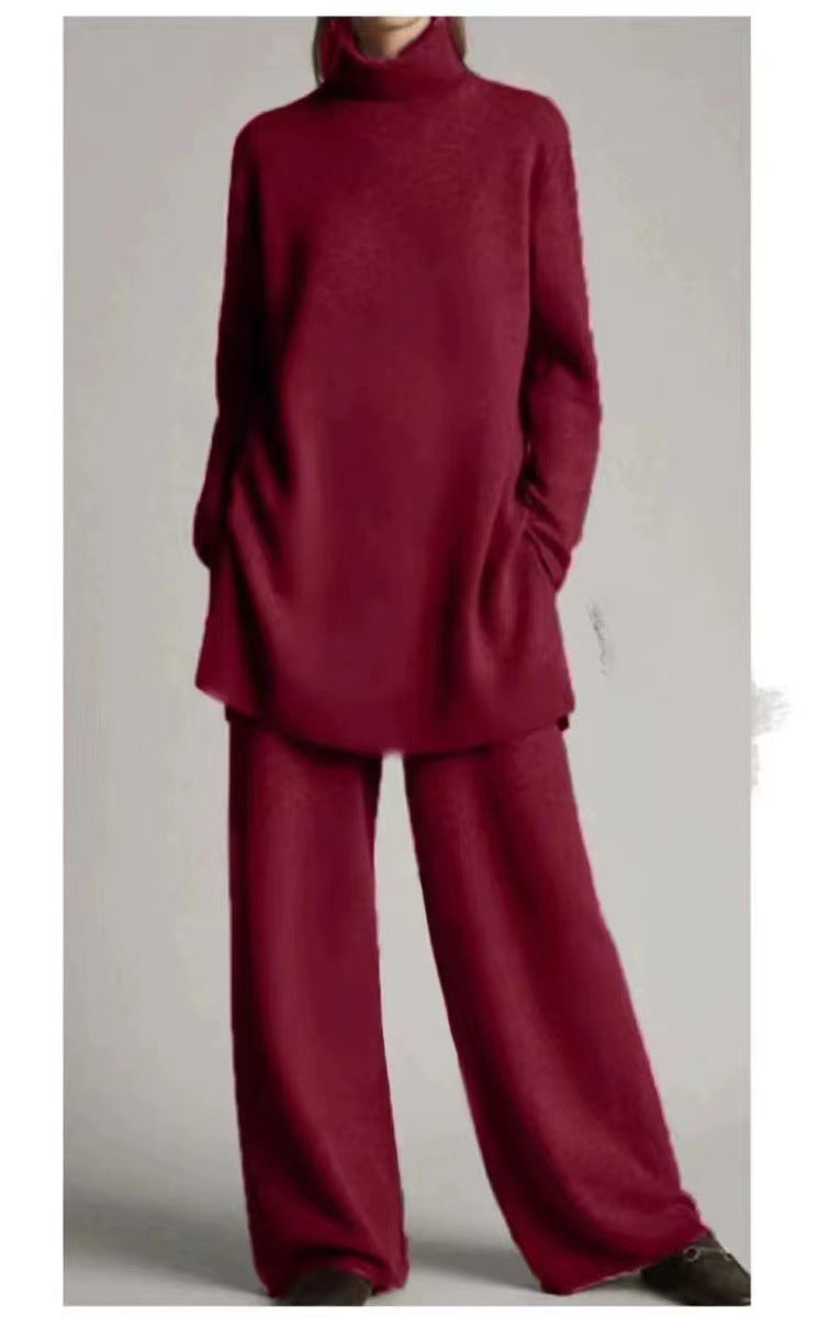 Matilda Lewis | Turtleneck Knit Sweater & Wide-Leg Trousers Set