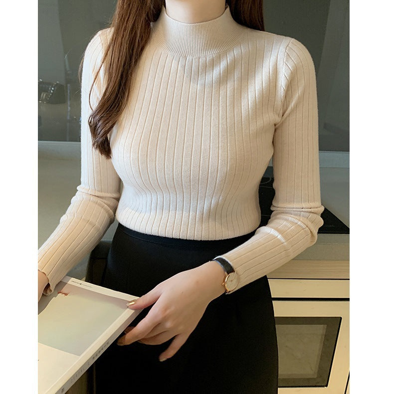 Millicent Davies | Ribbed Half Turtleneck Long Sleeve Top