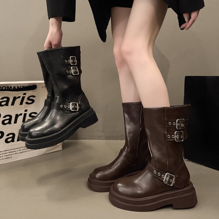 Margot Lavigne | Buckle Strap Cowboy Boots For Women
