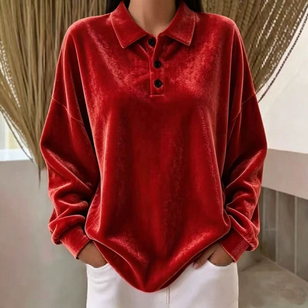 Eilidh Kennedy | Pink Velvet Long-Sleeve Polo Shirt
