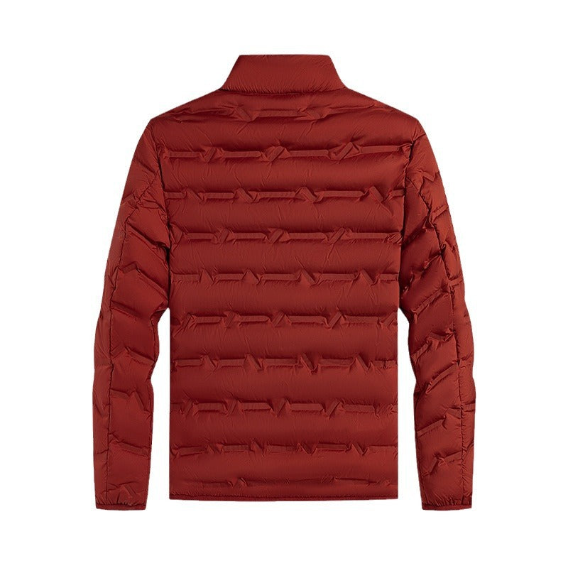 Freddie Osgood | Red Quilted Mens Jacket With Stand Collar