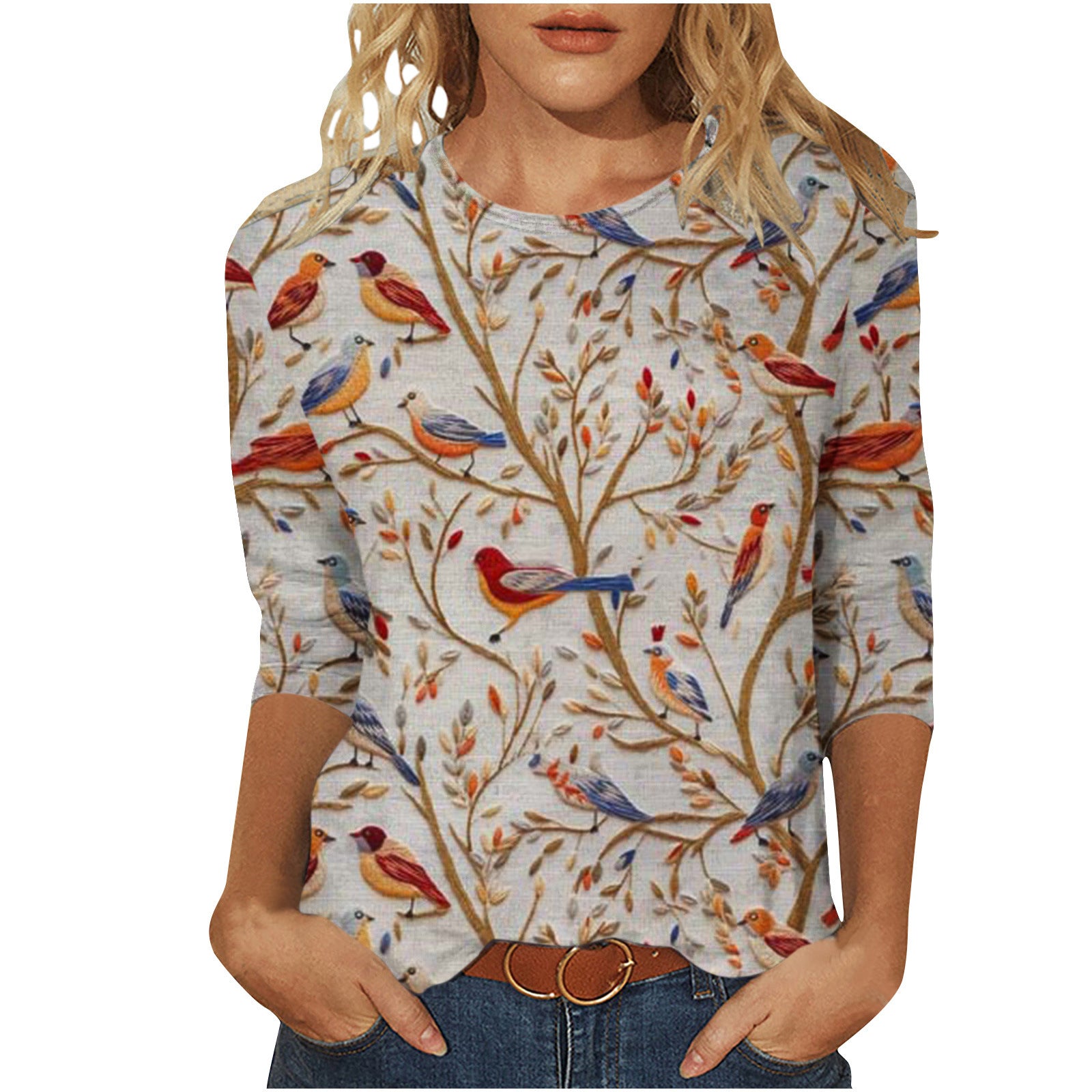 Marigold Sedgwick | Floral 3D Print Round Neck Top