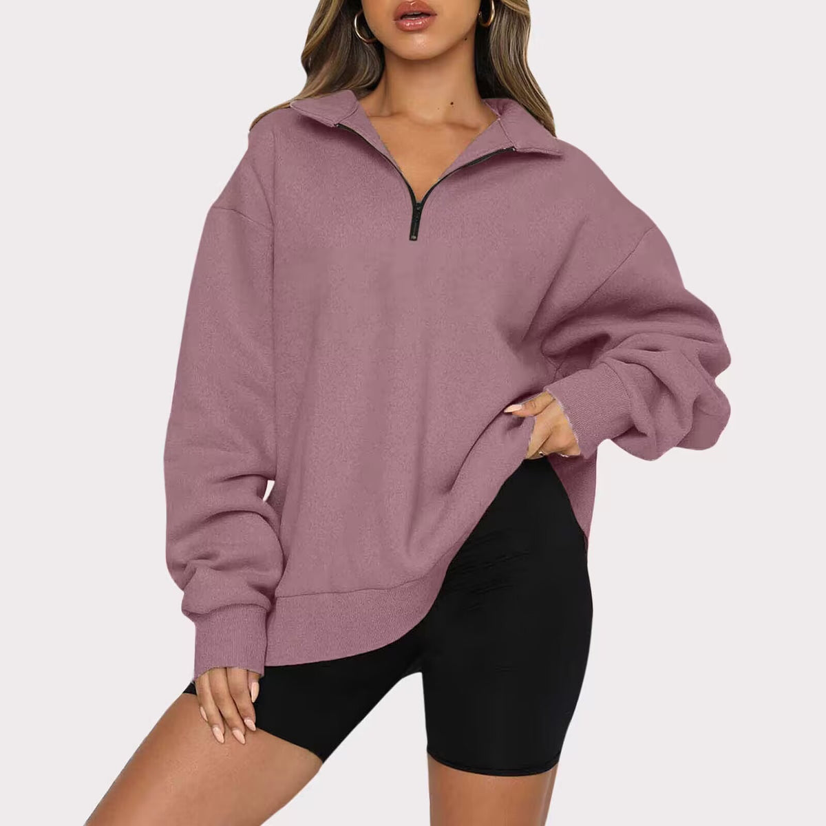 Eliza Sutcliffe | Blue Oversized Zip Collar Sweatshirt