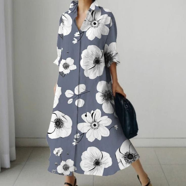 Millicent Sheridan | Floral Print Midi Shirt Dress