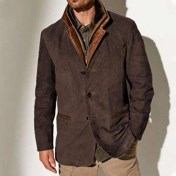 Nigel Pemberton | Suede-Look Mens Jacket With Contrast Trim