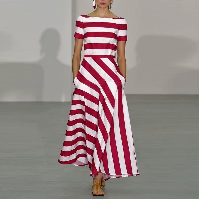 Imogen Prentice | Striped Short-Sleeve Maxi Dress