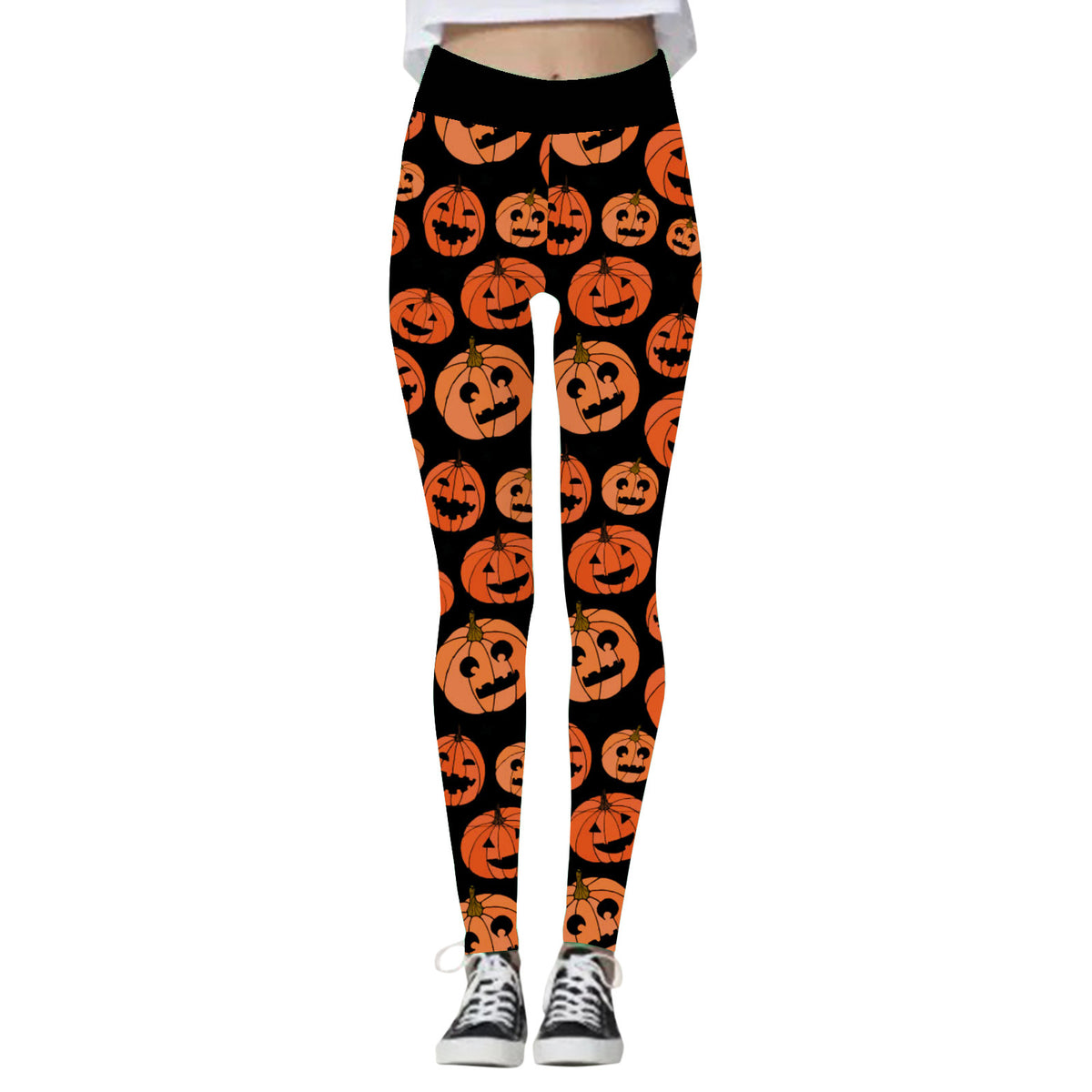 Clara Whitlock | Skull & Pumpkin Print Halloween Leggings