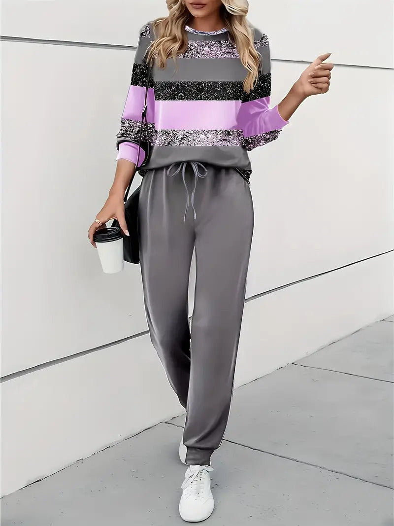Rosie Clarke | Colour-Block Sequin Sweatshirt & Jogger Set