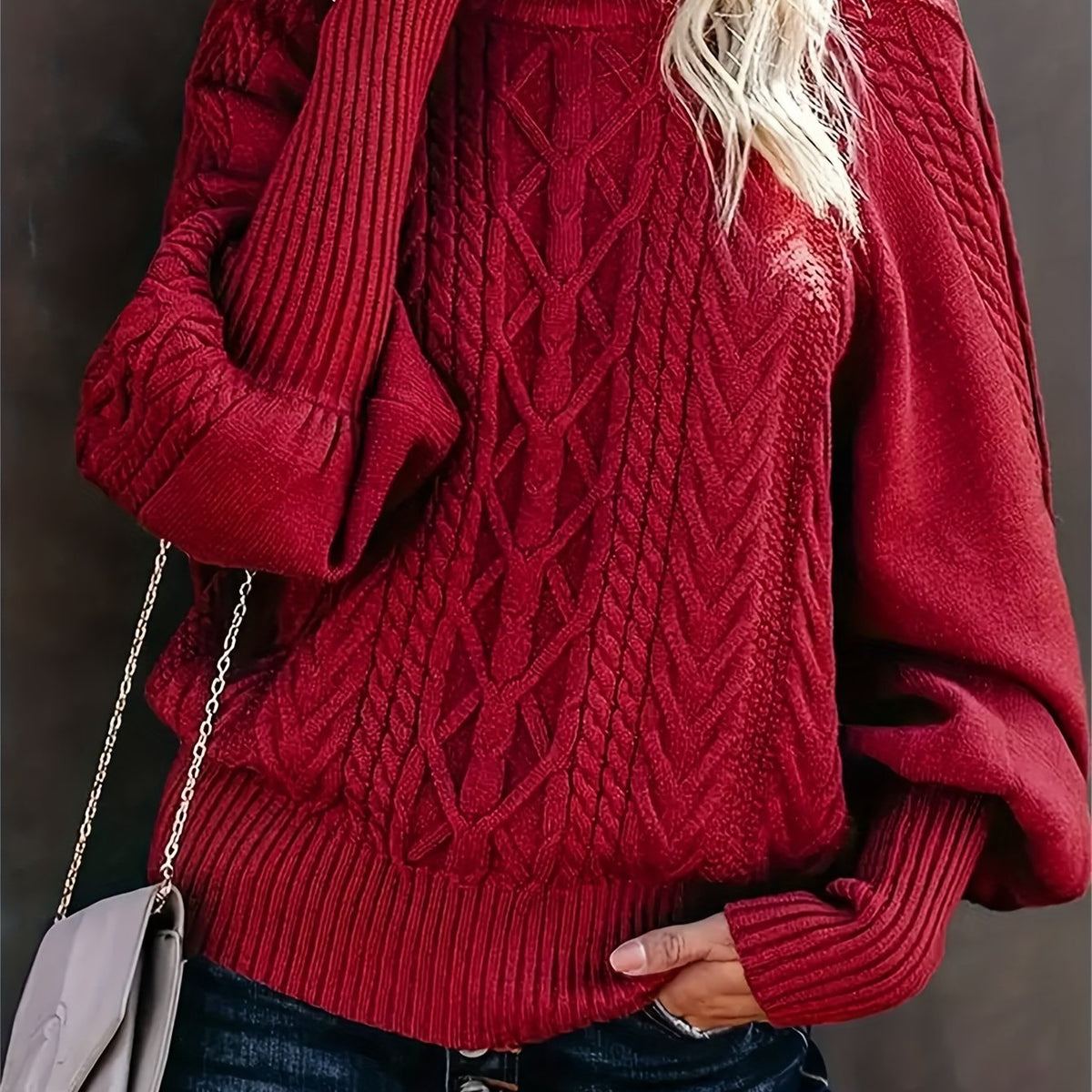 Clara Sutcliffe | Cosy Cable-Knit Mock Neck Sweater