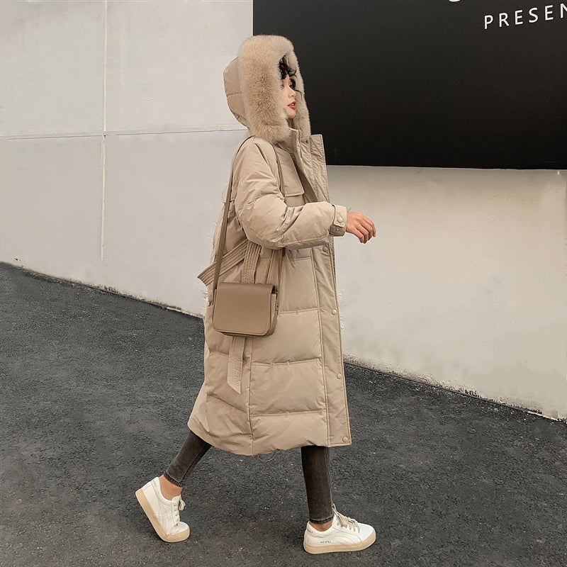 Marina Fletchley | Long Fur-Trim Hooded Puffer Jacket