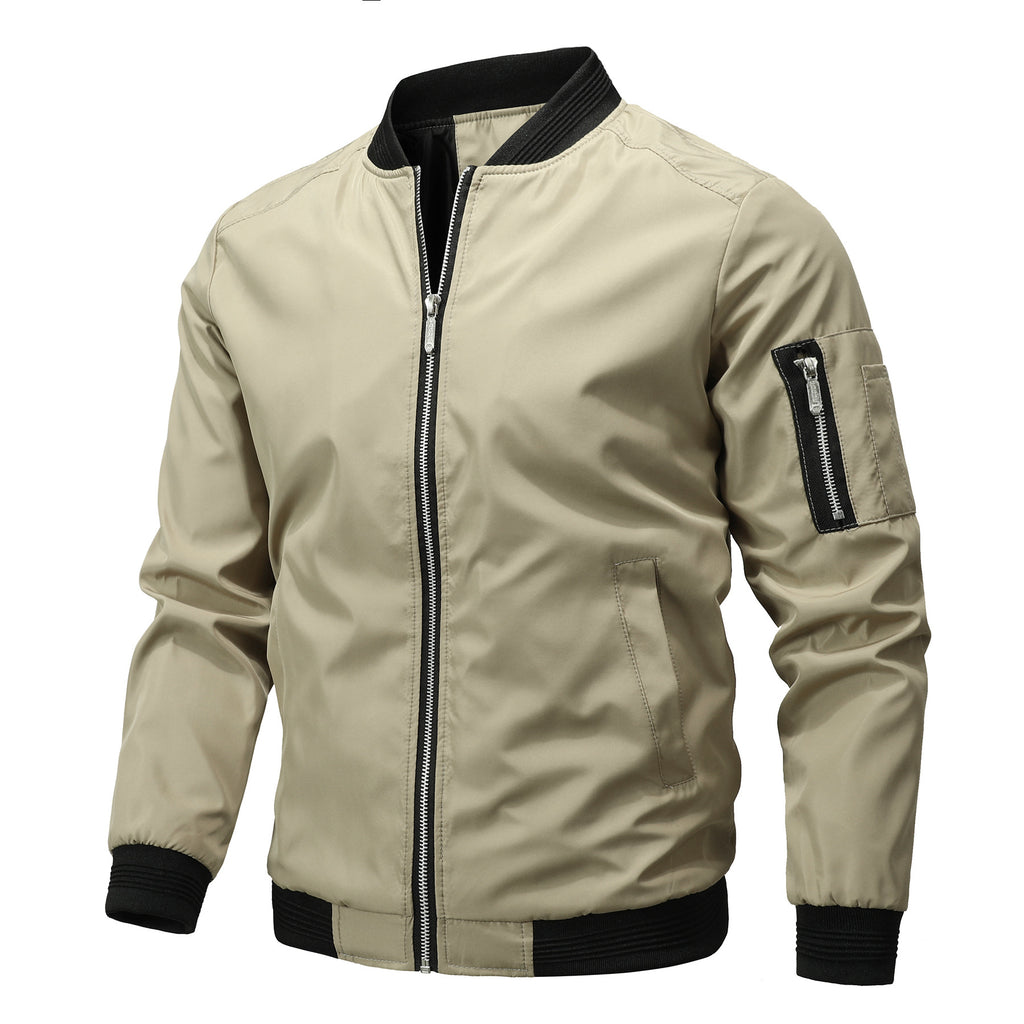 Gareth Blackwood | Olive Bomber Mens Jacket with Ribbed Detailing