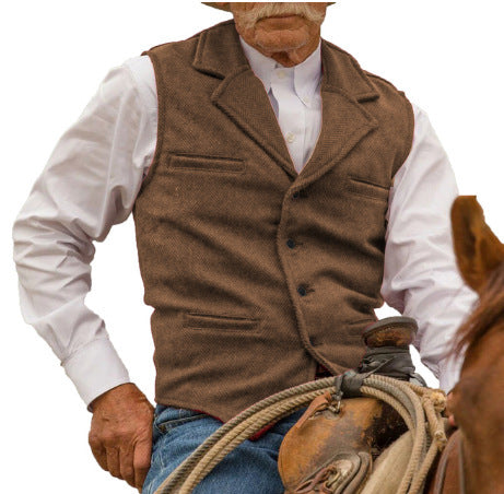 Percy Holloway | Herringbone Wool Slim-Fit Vest for Men