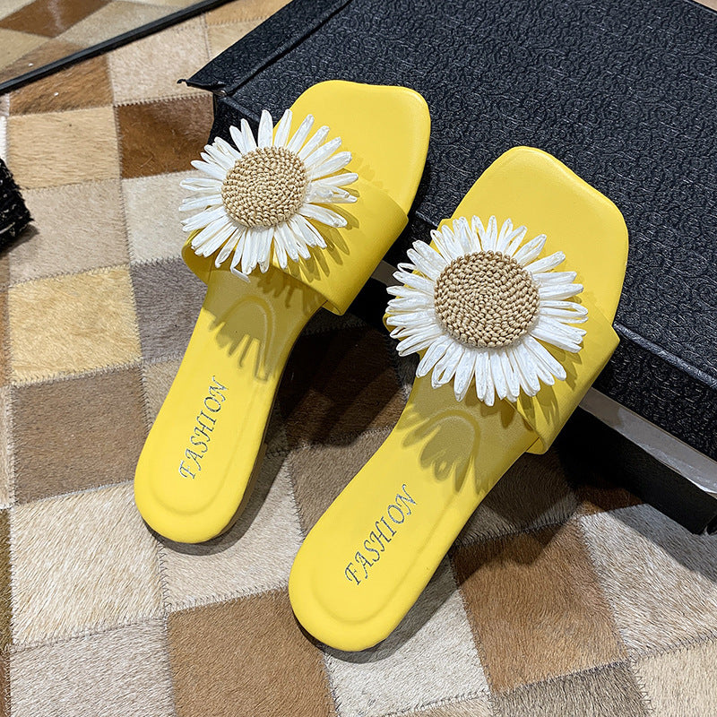 Marina Fletcher | Cream Flat Slide Sandals For Women