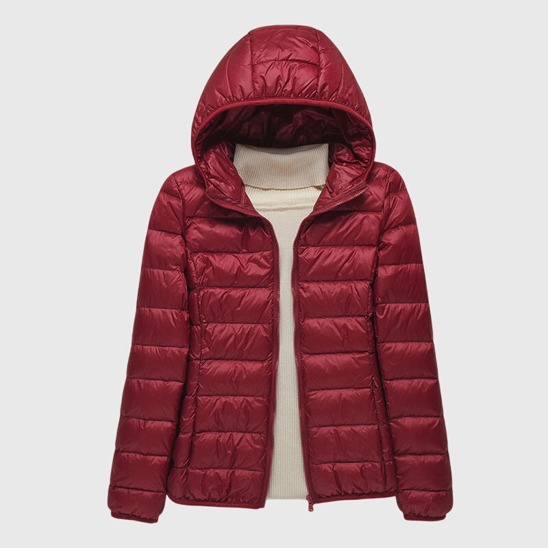 Lightweight Hooded Quilted Puffer Jacket with Front Zip