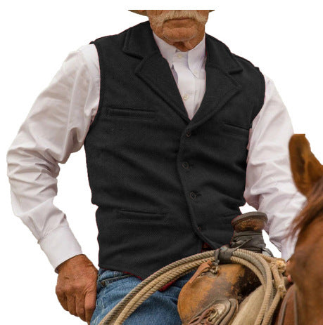 Percy Holloway | Herringbone Wool Slim-Fit Vest for Men