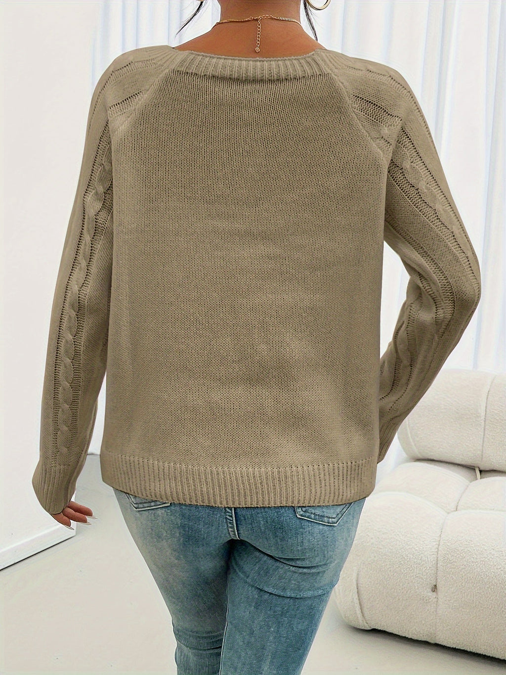 Felicity Hargreave | Textured Cable Knit Button Sweater