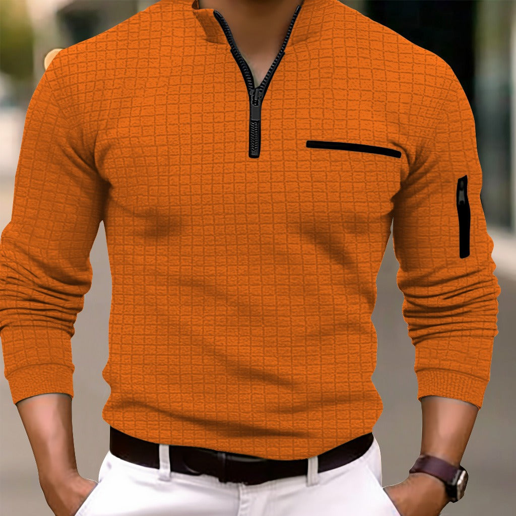 Oliver Kingsley | Quarter-Zip Waffle Knit Polo Shirt for Men