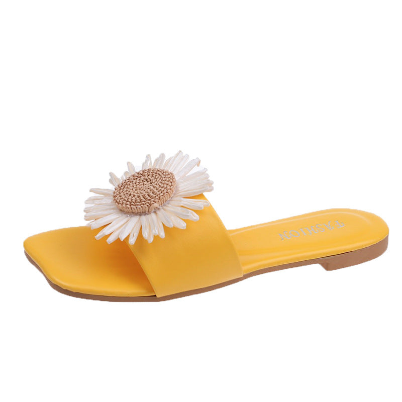 Marina Fletcher | Cream Flat Slide Sandals For Women