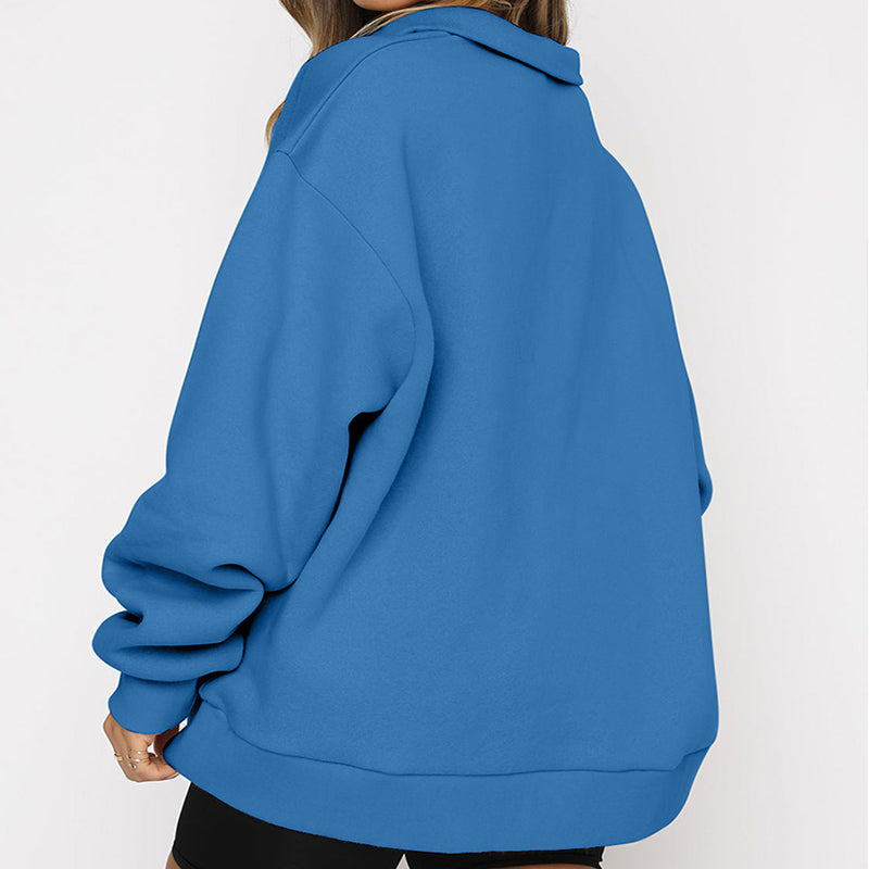 Eliza Sutcliffe | Blue Oversized Zip Collar Sweatshirt