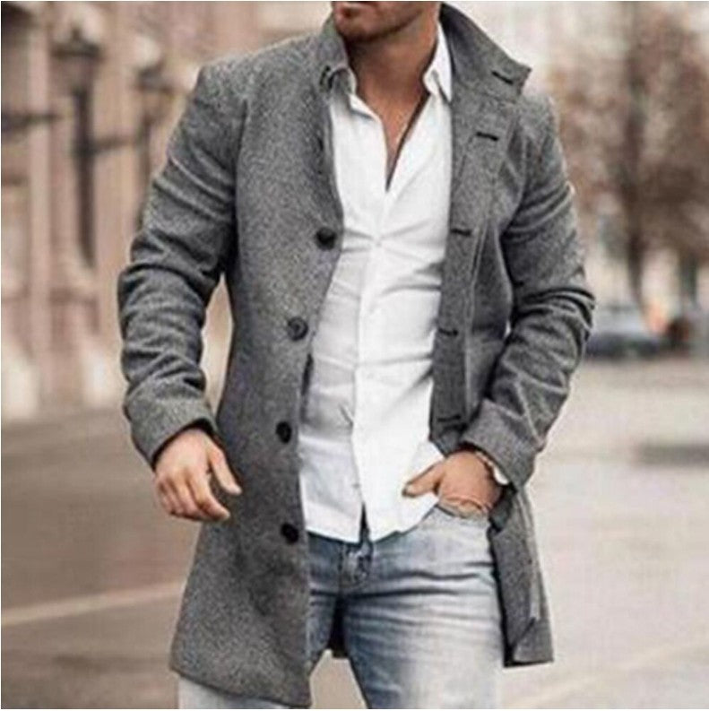 Leopold Marsden | Black Wool Pea Coat With Gold Button Detail