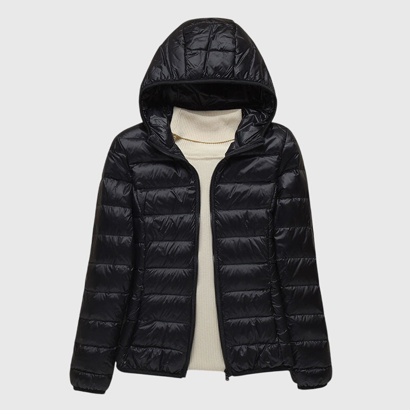 Lightweight Hooded Quilted Puffer Jacket with Front Zip