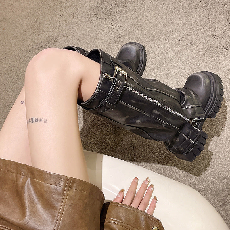 Isla Farrington | Knee-High Platform Boots With Zip Detail