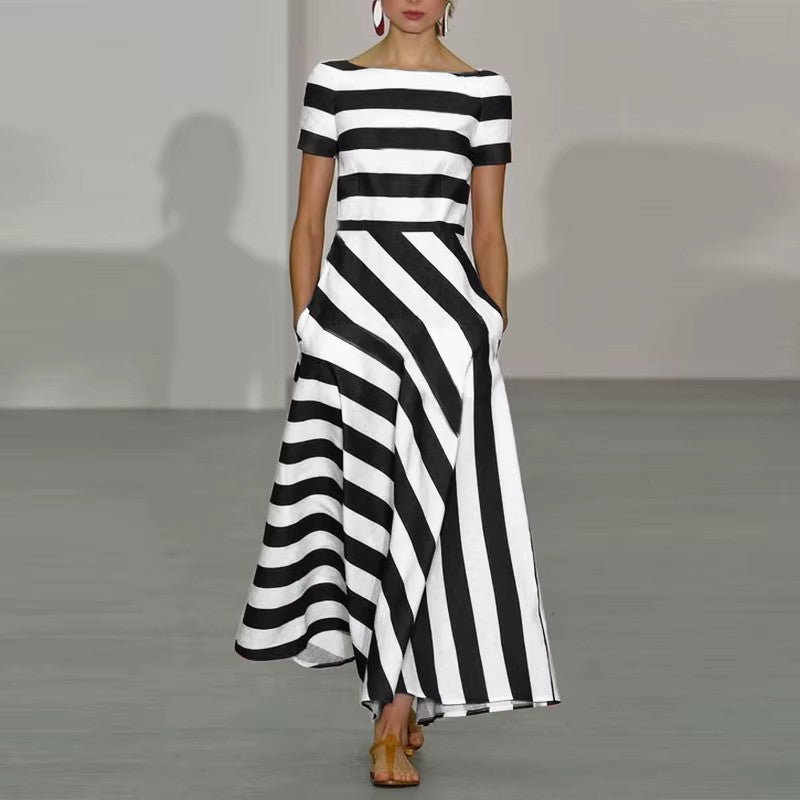 Imogen Prentice | Striped Short-Sleeve Maxi Dress