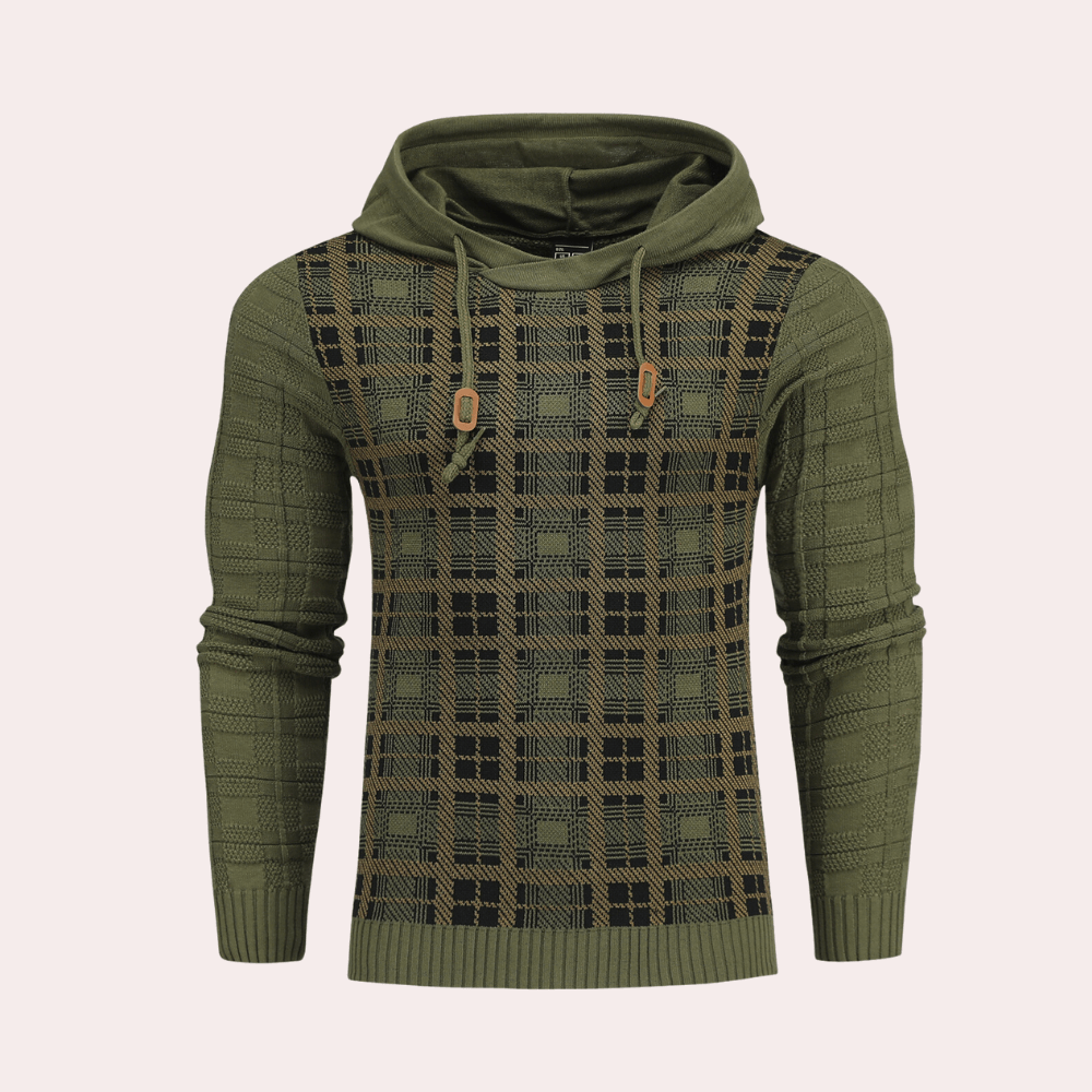 Hugo Sinclair | Checkered Knit Hooded Sweater