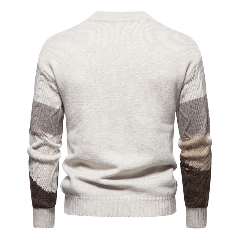 Edward Ravensworth | Colour Block Cable Knit Crew Neck Sweater