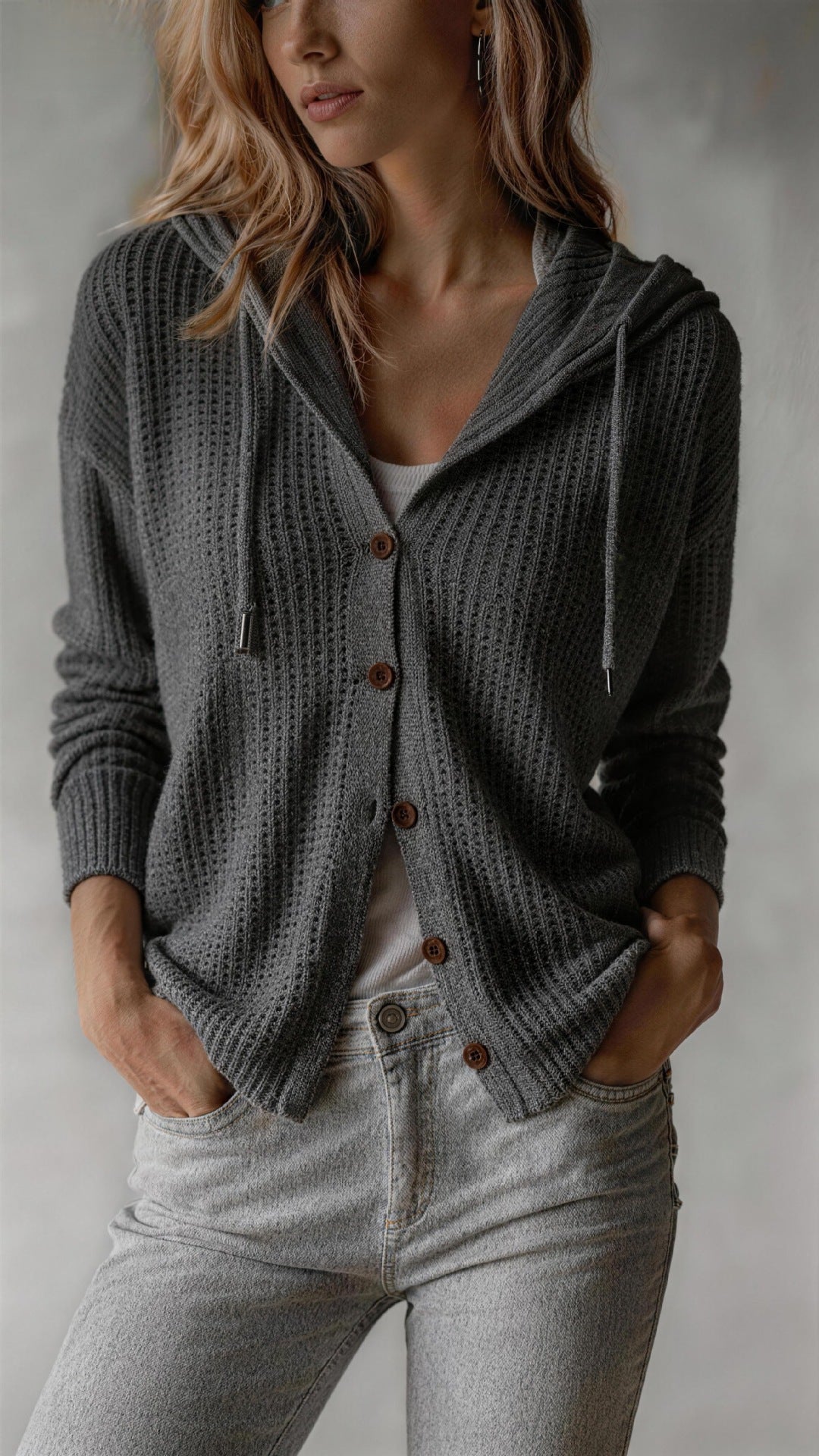 Marianne Fitzgerald | Hooded Waffle-Knit Cardigan For Women