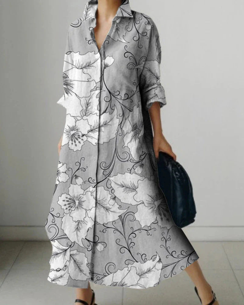 Millicent Sheridan | Floral Print Midi Shirt Dress